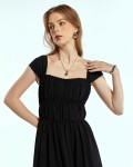 SIXDO Woven Flared Dress for Women